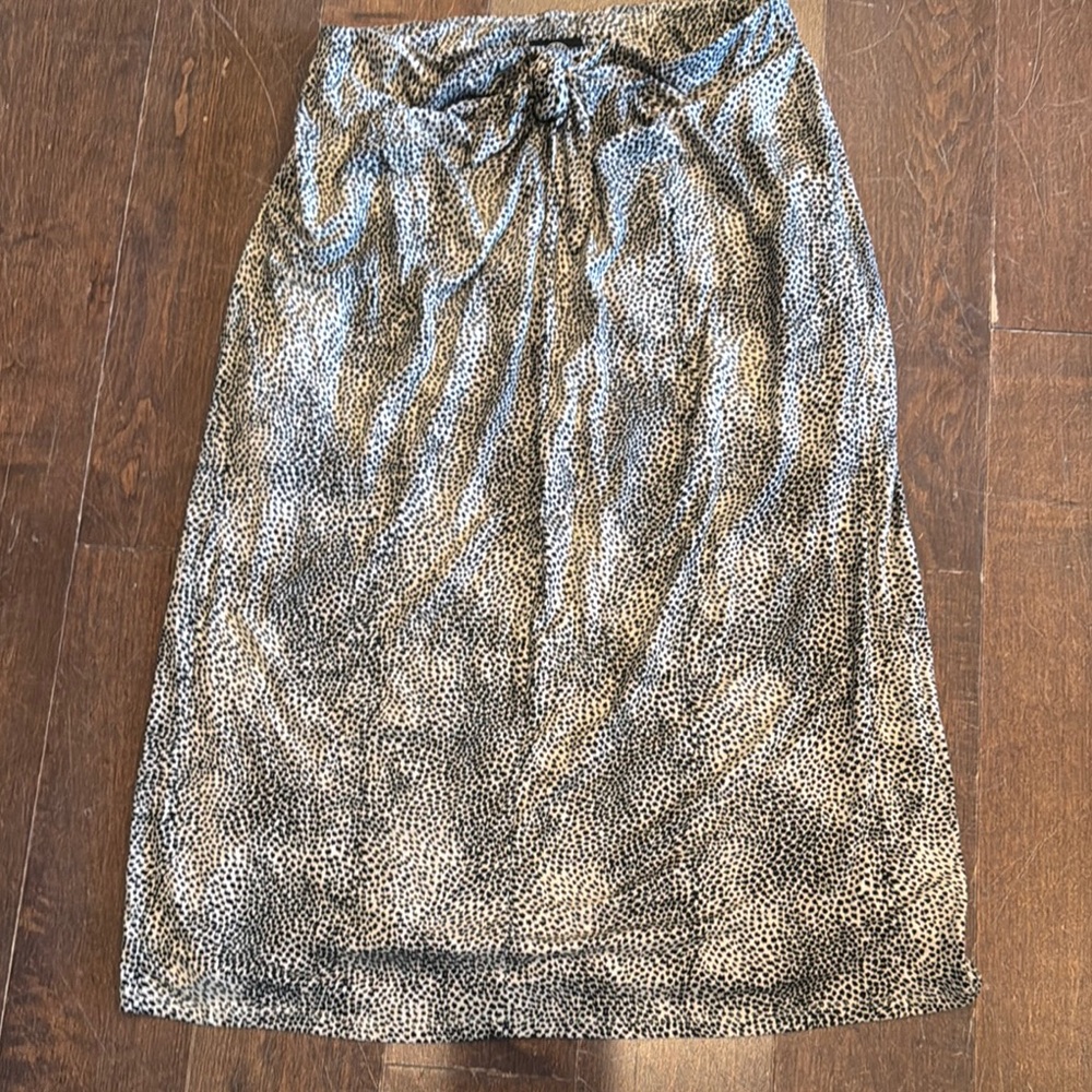 Bobeau Black and Cream Tie Front Midi Pencil Skirt